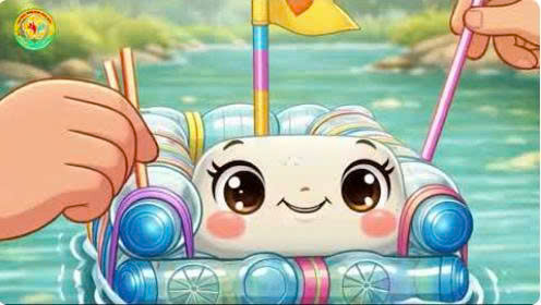 Lớp Lá 6- MN Hoa Mai - Bình Dương - video AI làm bè nổi trên sông